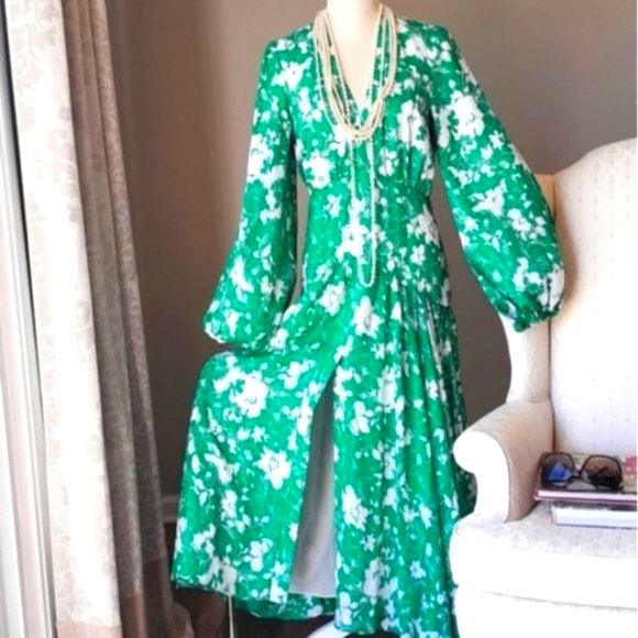 Alexie Echevarria Dresses & Skirts - ALEXIS Kazmera Green Floral Maxi Long Sleeve Formal/Cocktail Dress Size 6!